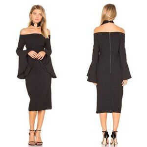 NWT Witchy Bardot Solange Dress Black Dramatic Sleeves 6 Morticia/Halloween